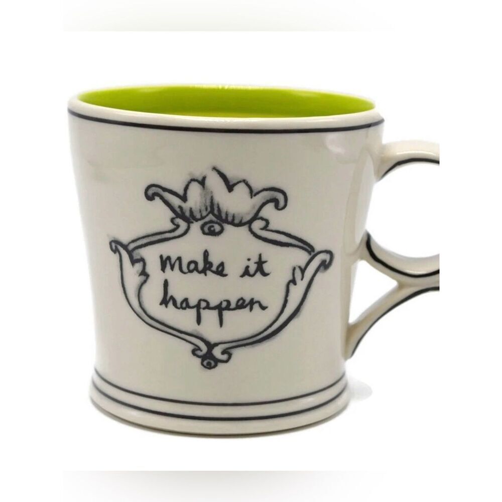 Molly Hatch Anthropologie Make It happen Crown Green Stripe Mug